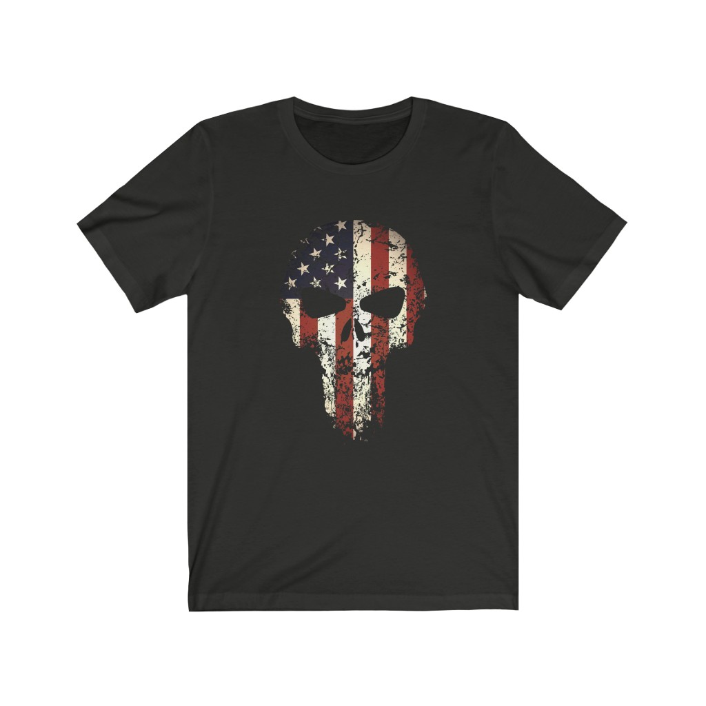 Tee The People - American Flag Skull T-Shirt - Vintage Black
