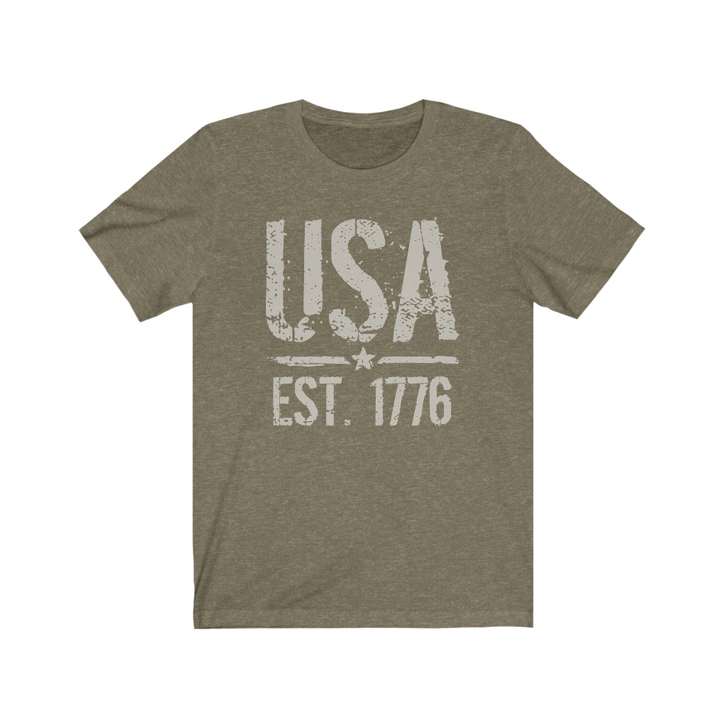 Tee The People - USA Established 1776 T-Shirt - Heather Olive